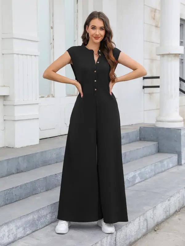 New Casual Loose Pocket Breathable Wide Leg Pants Home Commuting Pants Bib Jumpsuit