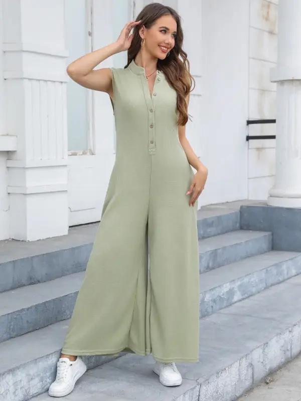 New Casual Loose Pocket Breathable Wide Leg Pants Home Commuting Pants Bib Jumpsuit