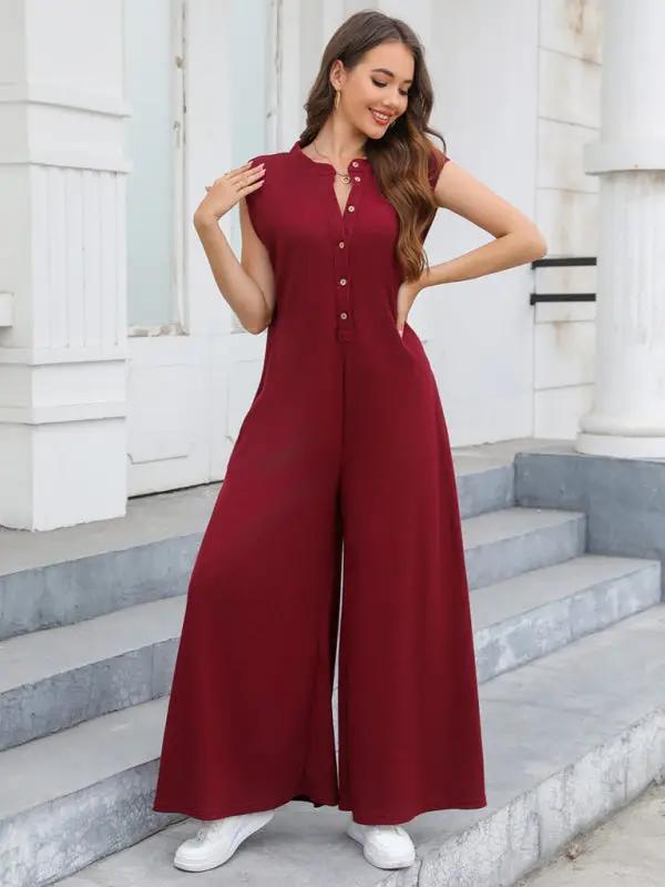 New Casual Loose Pocket Breathable Wide Leg Pants Home Commuting Pants Bib Jumpsuit