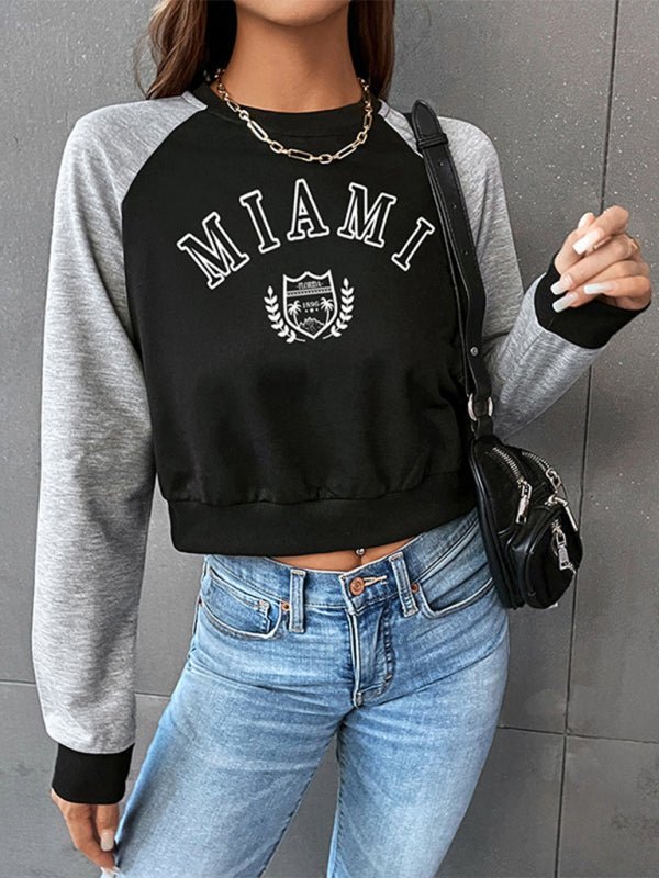 Women's Cropped Raglan Long Sleeve Sweatshirt