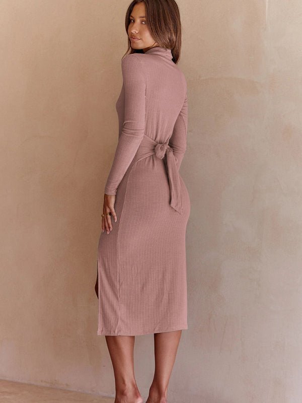 Women's Fashion Button Split Long Sleeve Dress