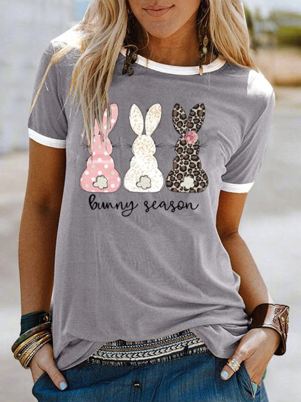 Women's Happy Easter Bunny Graphic Casual T-shirt