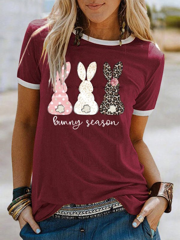 Women's Happy Easter Bunny Graphic Casual T-shirt