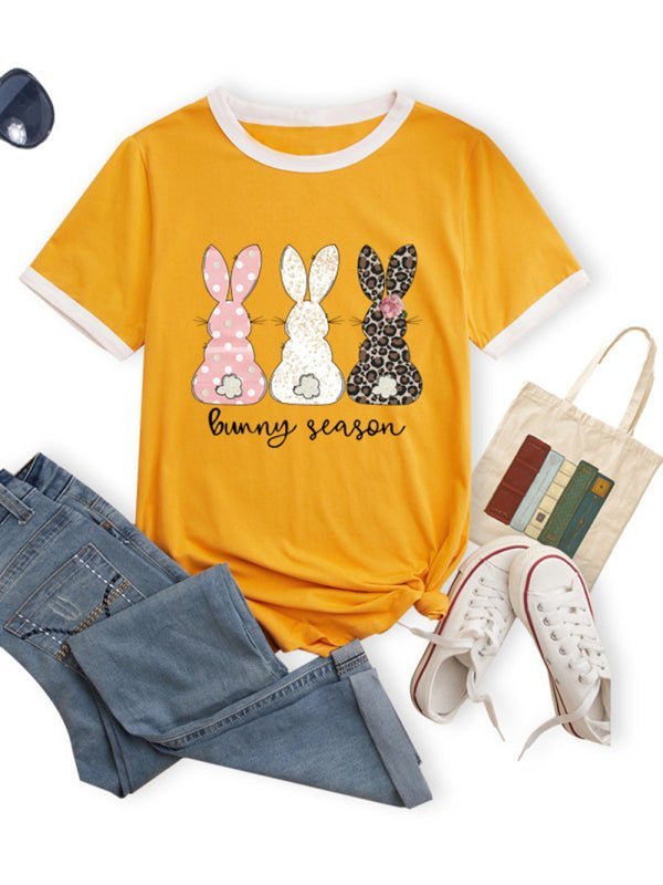 Women's Happy Easter Bunny Graphic Casual T-shirt