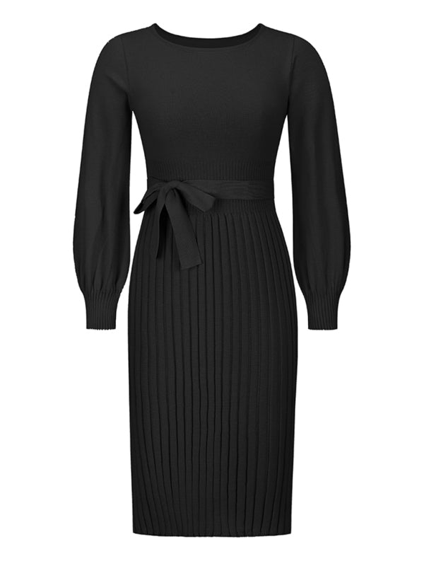 Women’s Mid Length Pleated Long Sleeve Dress