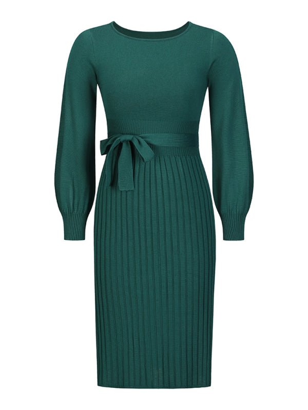 Women’s Mid Length Pleated Long Sleeve Dress