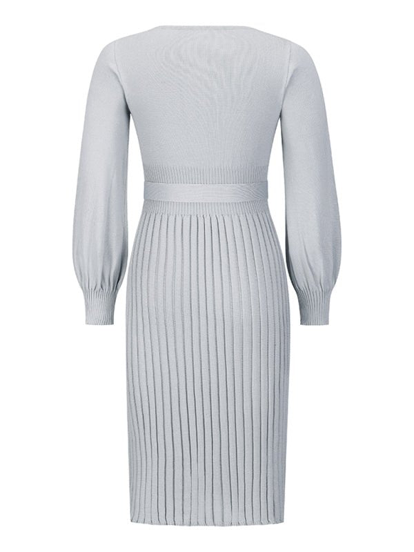 Women’s Mid Length Pleated Long Sleeve Dress