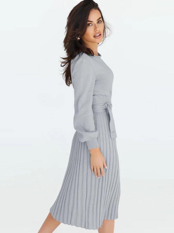 Women’s Mid Length Pleated Long Sleeve Dress