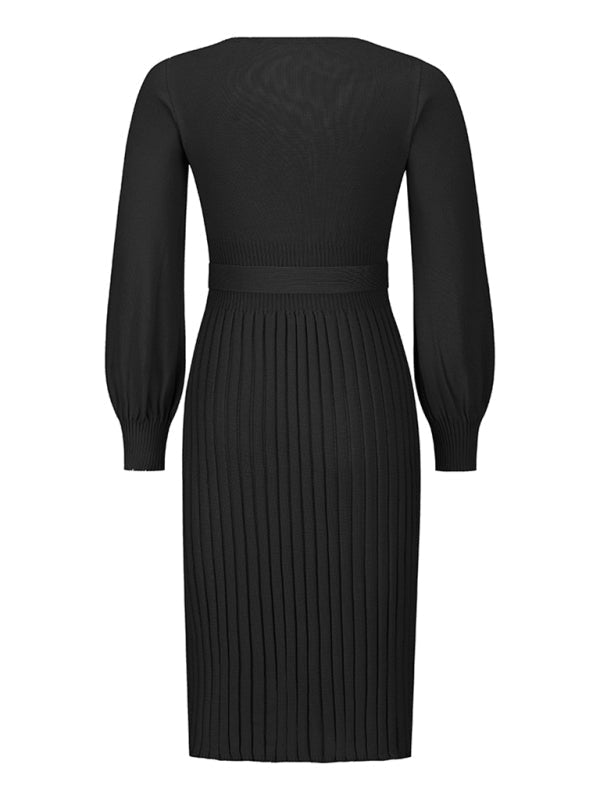 Women’s Mid Length Pleated Long Sleeve Dress