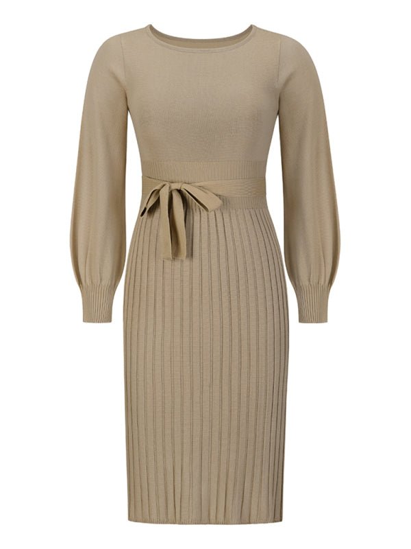 Women’s Mid Length Pleated Long Sleeve Dress