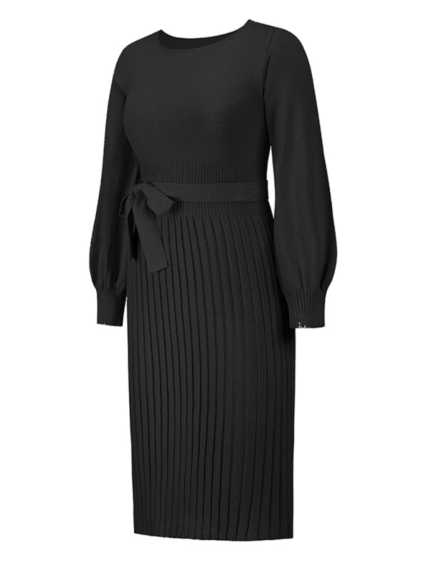 Women’s Mid Length Pleated Long Sleeve Dress