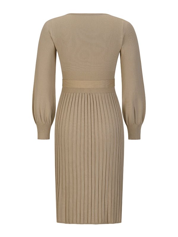 Women’s Mid Length Pleated Long Sleeve Dress