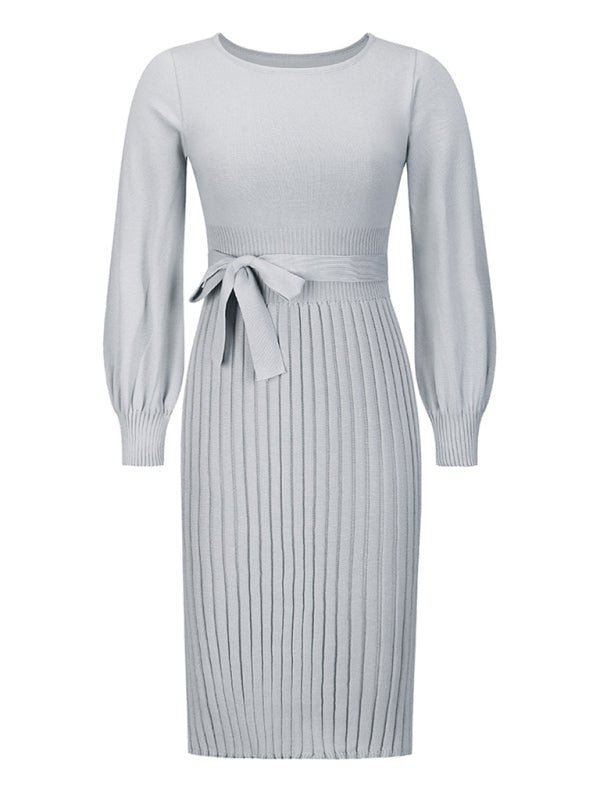 Women’s Mid Length Pleated Long Sleeve Dress