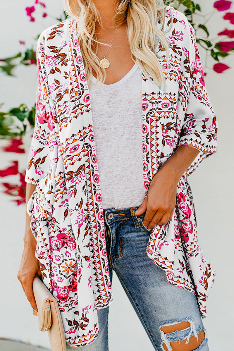 Casual Vacation Geometric Print Patchwork Cardigan Collar Outerwear