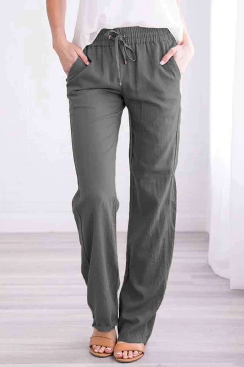 Noveify Pockets Drawstring Solid Loose Casual Fall Pants(6 Colors)