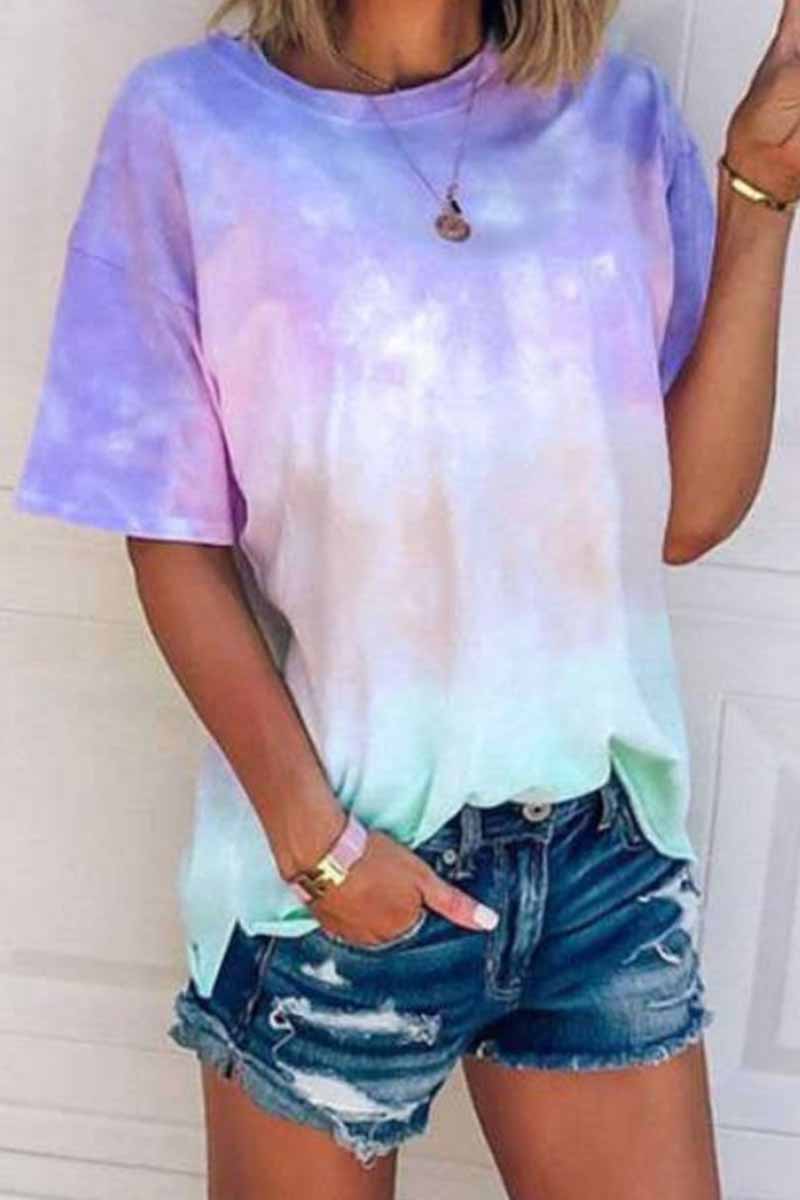 Noveify O Neck Tie-dye Multicolor T-shirt