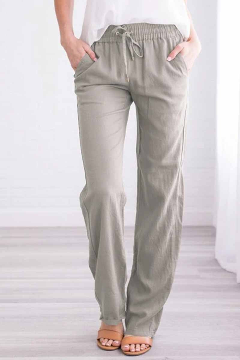 Noveify Pockets Drawstring Solid Loose Casual Fall Pants(6 Colors)