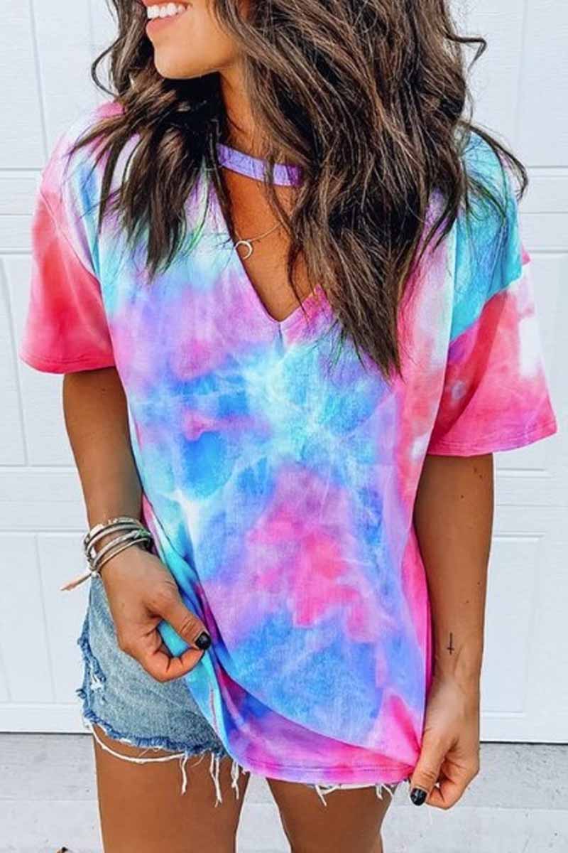 Noveify Round Neck Tie-dye Loose T-shirt