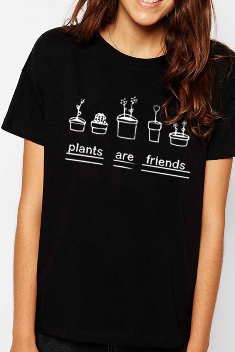 Noveify Round Neck Cute Print T-shirt