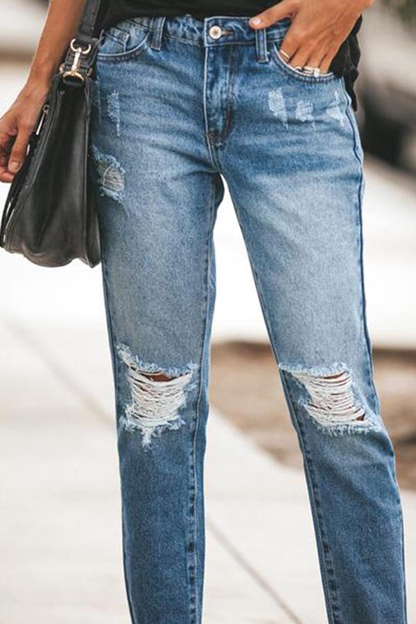 Noveify Ripped Slim Fit Washed Jeans